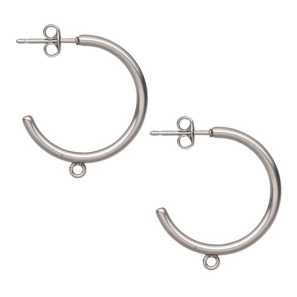 Earring hoop 1pkg10, 23mm 0.75 round / closed loop / earnuts, 20 gauge stainless steel 5 pair image number 0