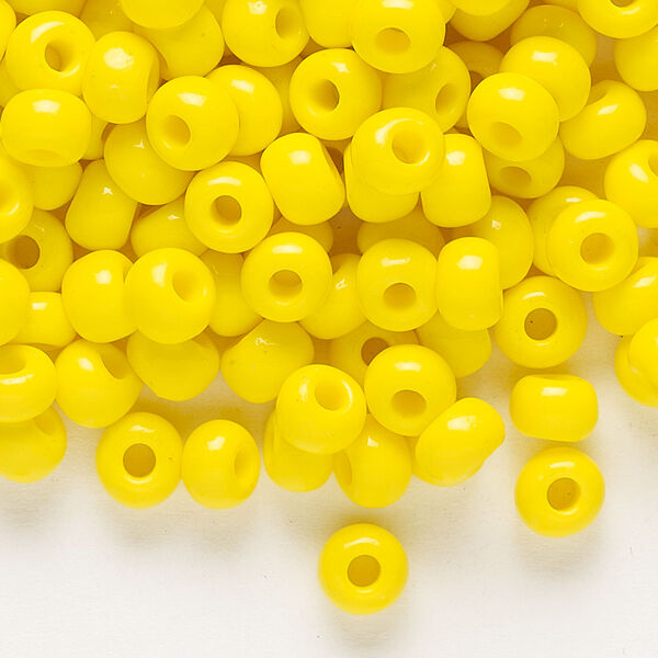 Seed bead, Preciosa Ornela, glass, opaque lemon yellow, #2 rocaille. Sold per 500-gram pkg. image number 0