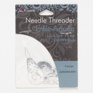 Needle threader, aluminum and steel, 45x18.5mm. Sold per pkg of 3.