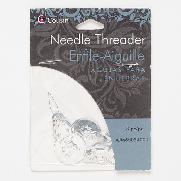 Needle threader, aluminum and steel, 45x18.5mm. Sold per pkg of 3. image number 0