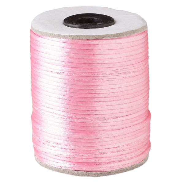 Cord, Satinique™, satin, light pink, 2mm. Sold per 200-foot spool. image number 0