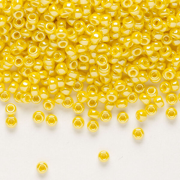 Seed bead, Miyuki, glass, pkg/50g, #8 rocaille, opaque luster canary, (RR-422D). image number 0