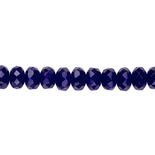 Bead, Czech fire-polished glass, cobalt, 7x5mm faceted rondelle. Sold per 15-1/2" to 16" strand. image number 0