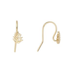 Ear wire 1pkg2 Amoracast® sterling silver, 13mm / 8x6mm pineapple crown, 20 gauge "vermeil" / satin 1 pair