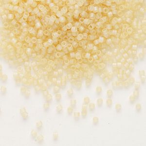 Seed bead, Delica®, glass, pkg/50g, #11 round, translucent matte rainbow pale topaz (DB-1287).