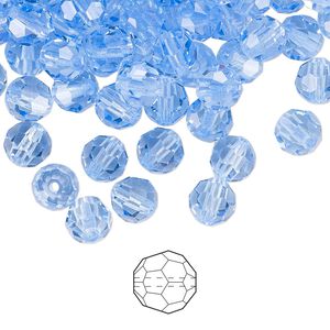 Bead 24pk light sapphire, Preciosa Czech crystal 6mm round