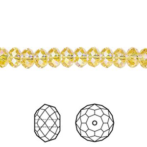 Bead 12pk light topaz shimmer 2X, Crystal Passions® 6x4mm rondelle 5040