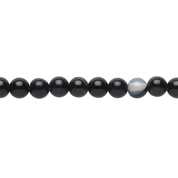 Bead, black agate (dyed), 4mm round, B grade, Mohs hardness 6-1/2 to 7. Sold per 15-1/2" to 16" strand. image number 0