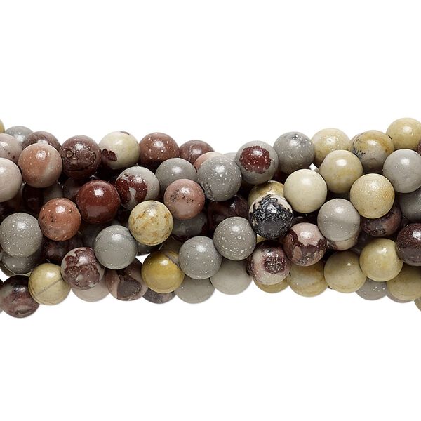 Limestone 1pkg10, round bead 15.5-16 inch 4mm image number 0