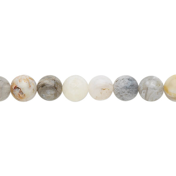 Bead, bamboo agate (natural), 6mm round, B grade, Mohs 6-1/2 to 7. Sold per 15-1/2" to 16" strand. image number 0