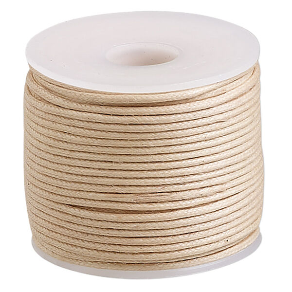 Cord, waxed cotton, natural, 1mm, 20-pound test. Sold per 25-meter spool. image number 0