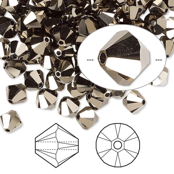 Bead 144pk crystal metallic light gold 2X, Crystal Passions® 6mm bicone 5328 image number 0