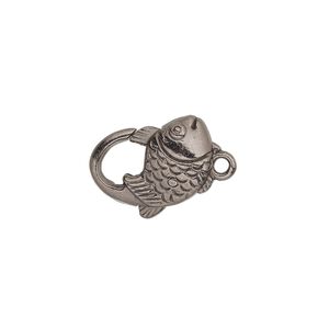 Clasp lobster claw 1pkg8 gunmetal-plated "pewter" (zinc alloy), 16.5x12mm double-sided, 1-strand