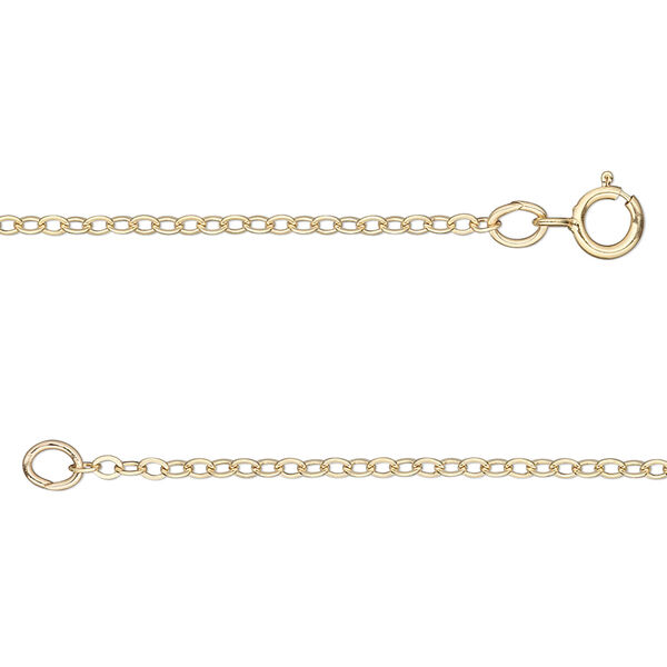 Chain, 14Kt gold-filled, 1.7mm flat cable, 18 inches with springring clasp. Sold individually. image number 0