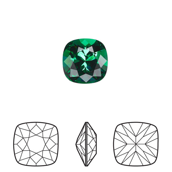 Fancy stone 2pk majestic green foil back, Crystal Passions® 10mm cushion 4470 image number 0