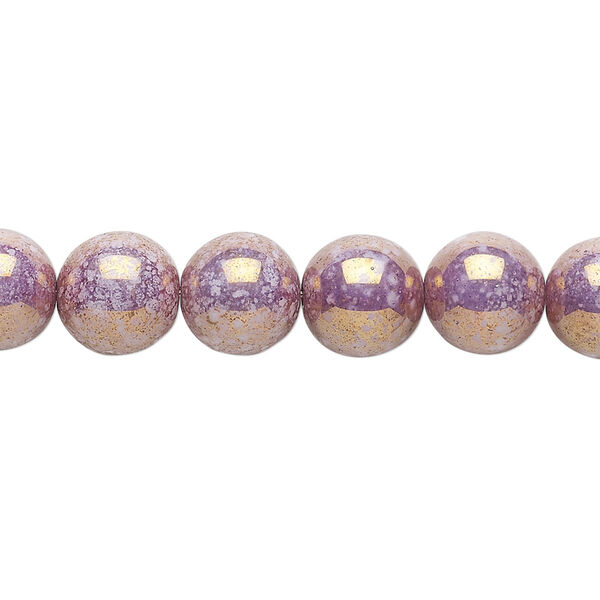 Bead, Czech glass druk, opaque mauve granite, 10mm round. Sold per 15-1/2" to 16" strand. image number 0