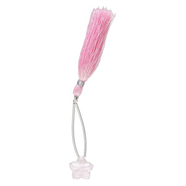 Rose quartz 1pkg1, hand-cut top-drilled 2-sided carved flower bead natural 16x16mm image number 1