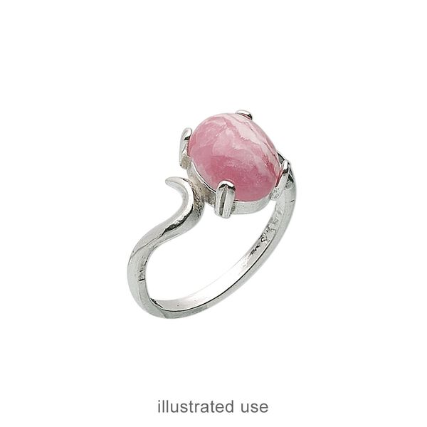 Ring, Sure-Set™, sterling silver, swirl band with 10x8mm 4-prong oval setting, size 8. Sold individually. image number 1