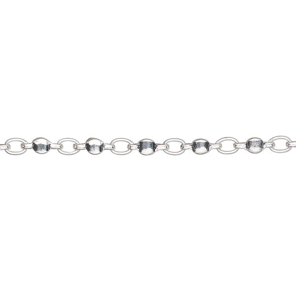 Chain, silver-plated brass, 2.5mm round link. Sold per pkg of 5 feet. image number 0