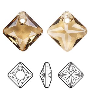 Drop 2pk light Colorado topaz, Crystal Passions® 11.5mm pendant princess cut 6431