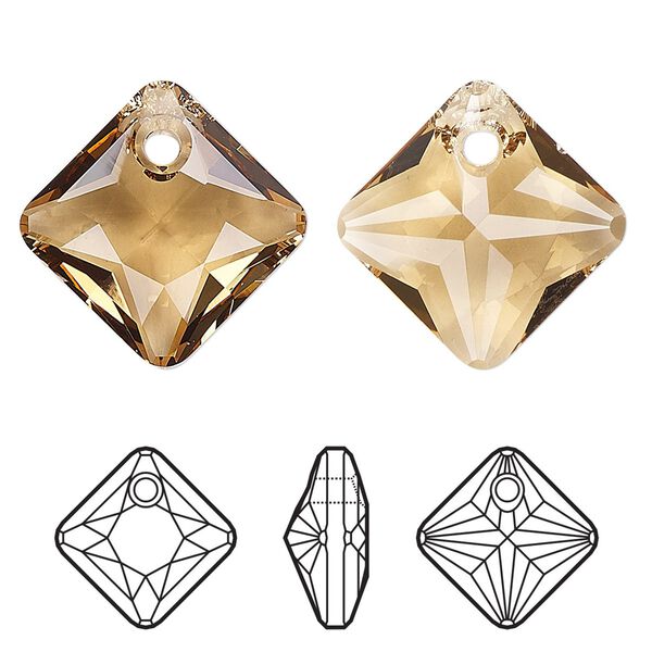 Drop 2pk light Colorado topaz, Crystal Passions® 11.5mm pendant princess cut 6431 image number 0