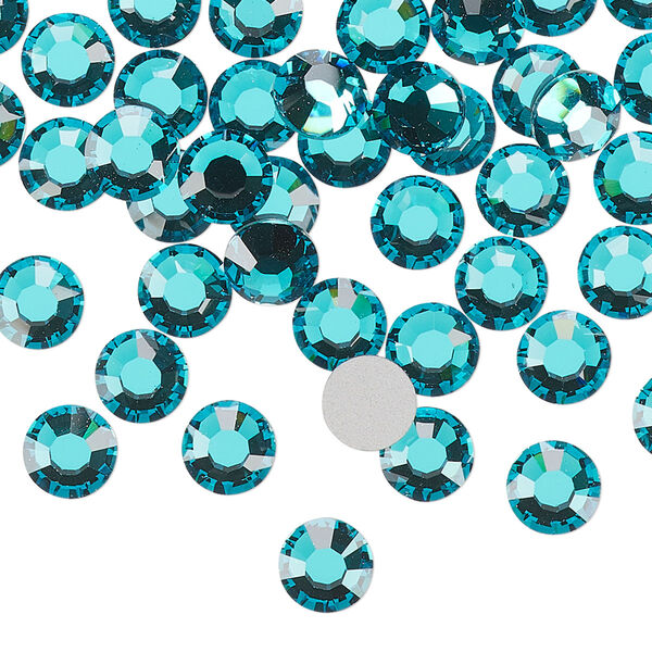 Flat back, Dance With Me™ crystal rhinestone, blue zircon, foil back, 6.32-6.5mm rose, SS30. Sold per pkg of 48. image number 0