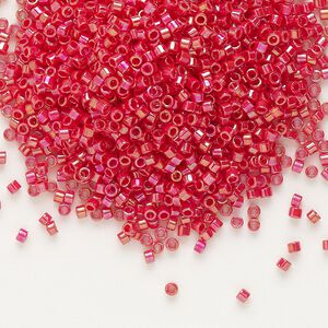 Seed bead, Delica®, glass, pkg/250g, #11 round, opaque rainbow red (DB-0162).