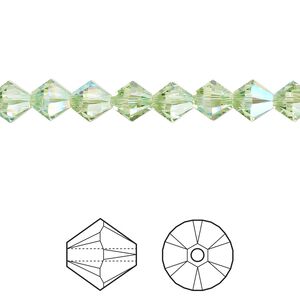 Bead 144pk peridot shimmer, Crystal Passions® 6mm bicone 5328