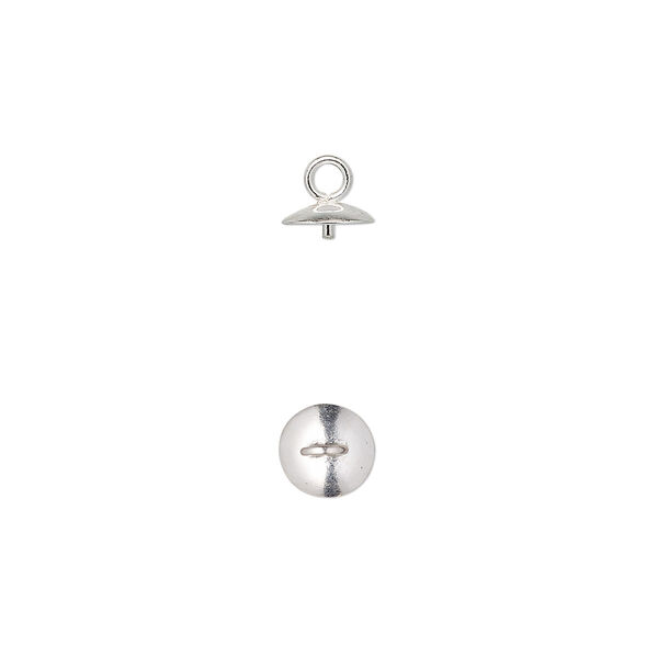 Cup, sterling silver, 6mm cup with 3mm peg, fits 7-10mm bead. Sold per pkg of 4. image number 0