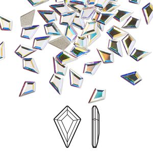 Flat back 24pk crystal AB foil back, Crystal Passions® 6.4x4.2mm kite 2771