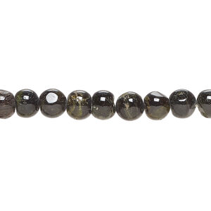 Black tourmaline 1pkg1, hand-cut round bead natural, 13 inch 6-7mm