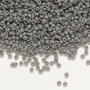 Seed bead, Miyuki, glass, pkg/25g, #11 rocaille, opaque grey, (RR-499).