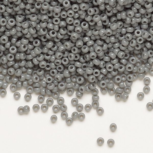 Seed bead, Miyuki, glass, pkg/25g, #11 rocaille, opaque grey, (RR-499). image number 0