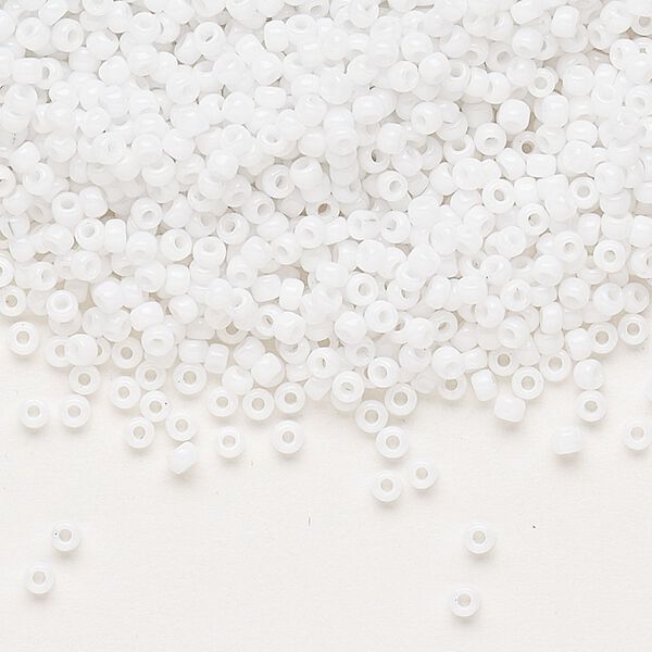 Seed bead, Dyna-Mites™, glass, pkg/40g, #11 round, opaque white, (743 11/0 RR). image number 0
