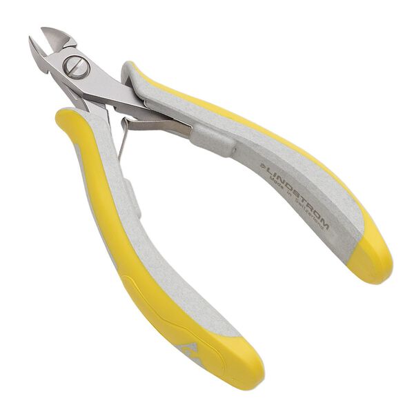 Pliers, Lindstrom® EX series, flush-cutter, plastic and alloyed steel, yellow and grey, 5 inches. Sold individually. image number 0