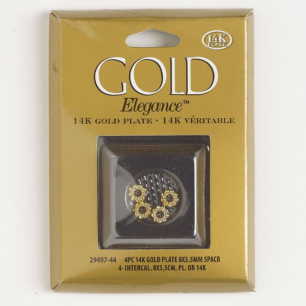 Bead 1pkg4, 6x3mm bumpy rondelle, gold-plated copper image number 0