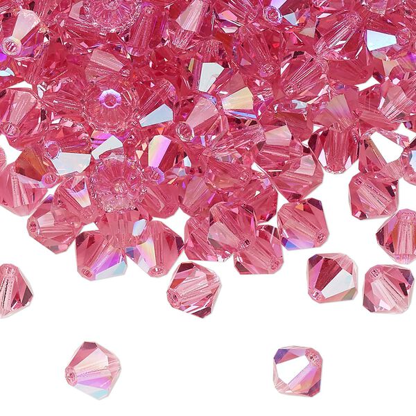 Bead 288pk rose glitter, Preciosa Czech crystal 6mm bicone image number 0