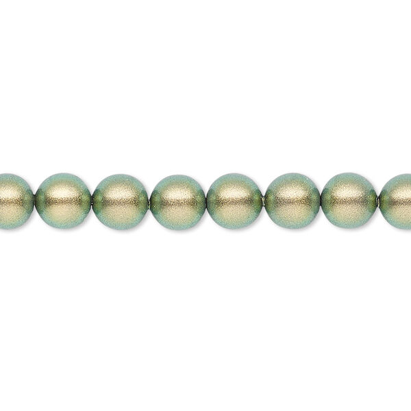 Pearl 50pk iridescent green, Crystal Passions® 6mm round 5810 image number 0