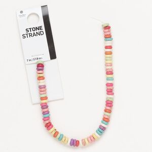Bead, resin, mixed colors, 6x2mm rondelle. Sold per 7-inch strand, approximately 80 beads.