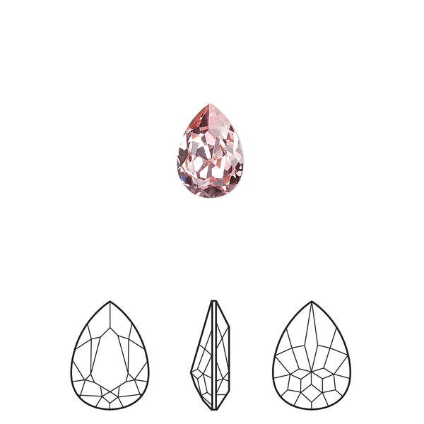 Fancy stone 4pk light rose foil back, Crystal Passions® 10x7mm pear 4320 image number 0