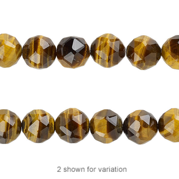 Bead, tigereye (natural), 8mm rose-cut round, B grade, Mohs hardness 7. Sold per 8-inch strand, approximately 20 beads. image number 0