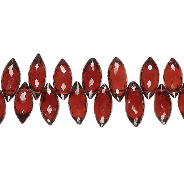 Bead, garnet (natural), 8x4mm-11x5mm hand-cut top-drilled faceted marquise, A- grade, Mohs hardness 7 to 7-1/2. Sold per 8-inch strand, approximately 60 beads. image number 0