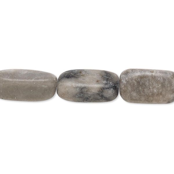 Bead, black and grey marble (natural), 14x7mm-18x9mm rounded square tube, C- grade, Mohs hardness 3. Sold per 15-inch strand. image number 0