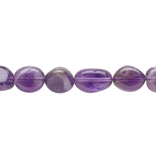 Bead, amethyst (natural), 7x6mm-11x8mm hand-cut flat oval, C grade, Mohs hardness 7. Sold per 15-1/2" to 16" strand. image number 0