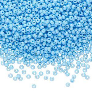 Seed bead, Preciosa Ornela Czech glass, pkg/50g, #11 rocaille, opaque rainbow sky blue, (64020).