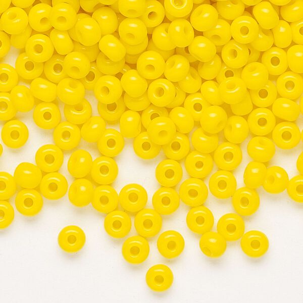 Seed bead, Preciosa Ornela Czech glass, pkg/50g, #6 rocaille, opaque yellow, (83130). image number 0