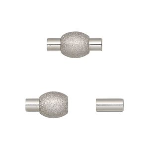 Clasp magnetic 1pkg1, 16.5x8mm stardust / fits 3mm cord, stainless steel 1-strand