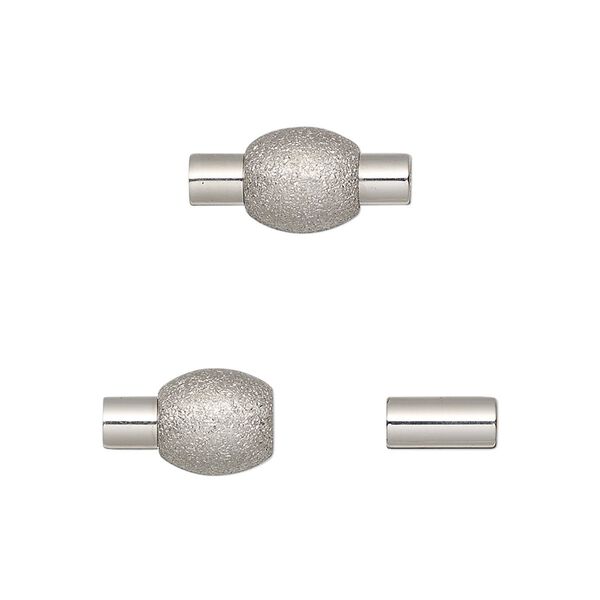 Clasp, magnetic, stainless steel, 16.5x8mm with stardust and glue-in ends, 3mm inside diameter. Sold individually. image number 0