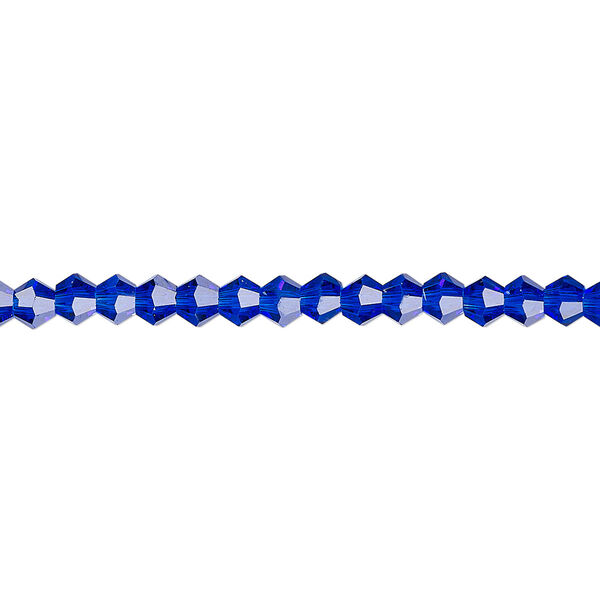 Bead 1pk translucent cobalt blue, Celestial Crystal® 4mm bicone 15.5-16 inch image number 0