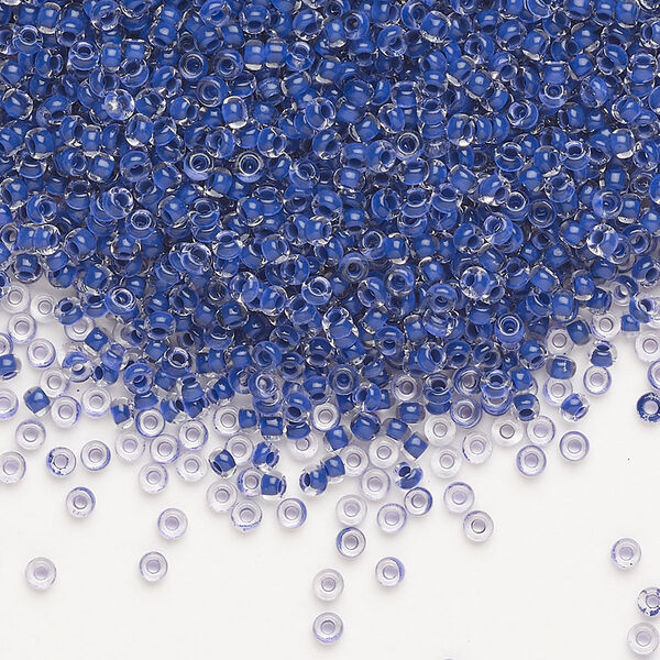 Seed bead, Preciosa Ornela Czech glass, pkg/50g, #11 rocaille, transparent terra intensive violet-lined clear, (08A28). image number 0